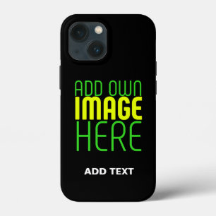 FUNDA PARA iPhone 13 MINI PLANTILLA DE TEXTO DE IMAGEN NEGRA SENCILLA EDITAB
