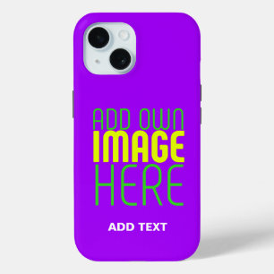FUNDA PARA iPhone 15 PLANTILLA DE TEXTO DE IMAGEN SIMPLE VIOLETA EDITAB