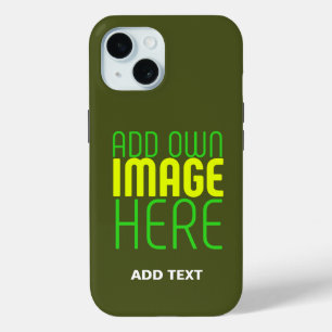 FUNDA PARA iPhone 15 PLANTILLA DE TEXTO DE IMAGEN VERDE DEL EJÉRCITO ED