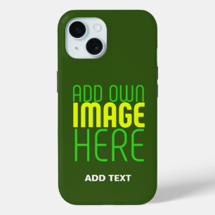 FUNDA PARA iPhone 15 PLANTILLA DE TEXTO DE IMAGEN VERDE MODERNA EDITABL