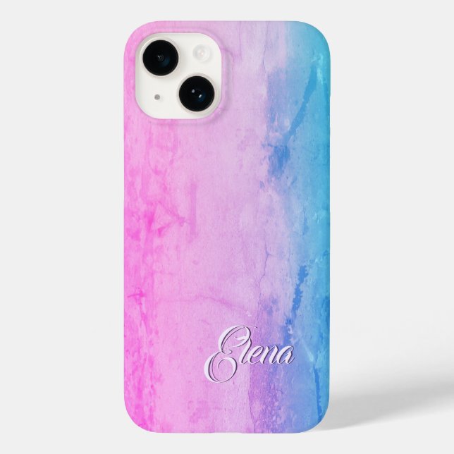 Funda De Case-Mate Para iPhone Plantilla Elena Name, Mármol rosa de colores femen (Reverso )