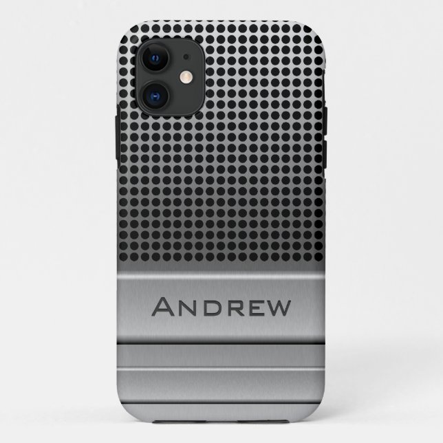 Funda De Case-Mate Para iPhone Plantilla retra del nombre del micrófono (Reverso)