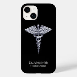 Funda Para iPhone 14 De Case-Mate Plata Caduceus sobre medicina de clase negra