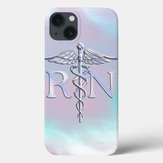 Funda De Case-Mate Para iPhone Plata Como RN Caduceus Madre Médica Perla (Reverso)