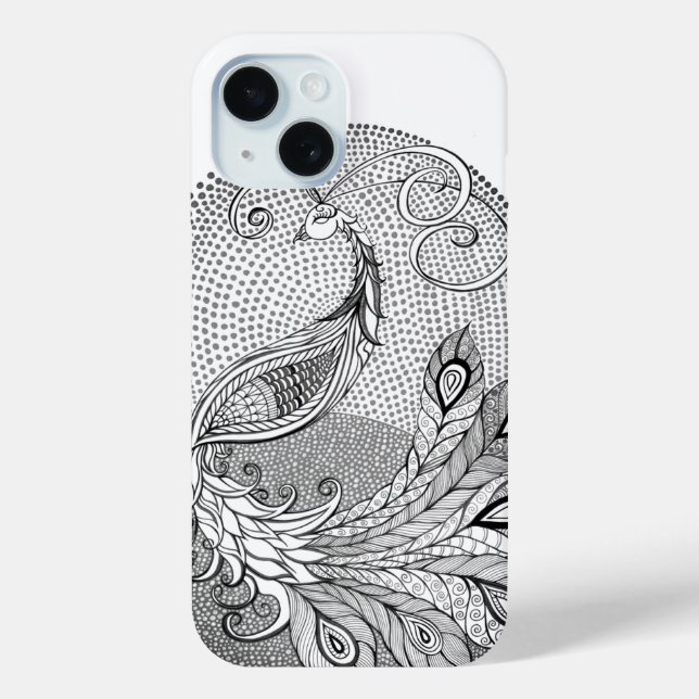 Funda De Case-Mate Para iPhone Plata de la luna y pavo real blanco (Reverso )