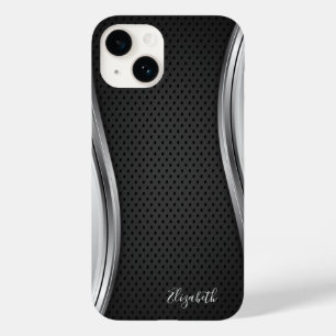 Funda Para iPhone 14 De Case-Mate Plata metálica negra moderna