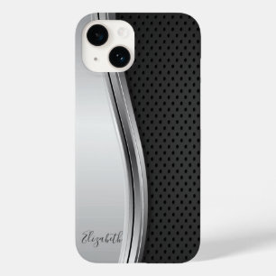 Funda Para iPhone 14 De Case-Mate Plata metálica negra moderna y genial