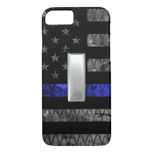 Funda Para iPhone 8/7 (Plata) Teniente Bandera de la Línea Azul delgada