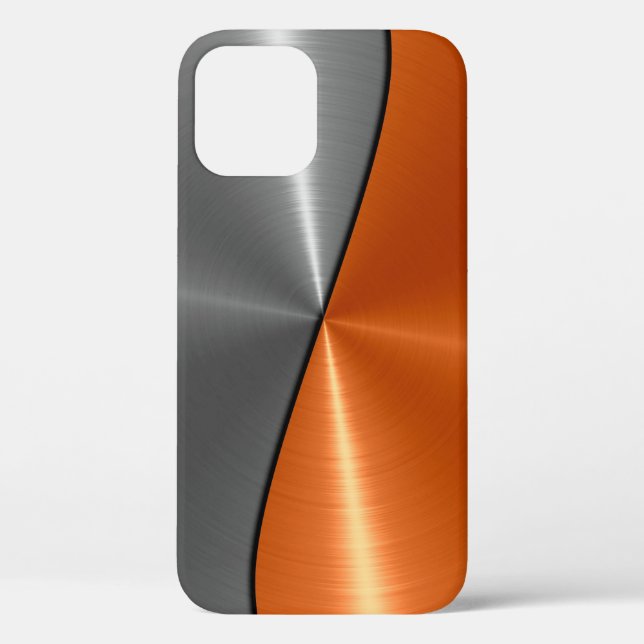 Funda De Case-Mate Para iPhone Plata y acero inoxidable Naranja Metalizado (Reverso )