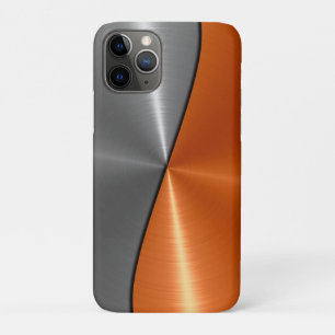 Funda Para iPhone 11 Pro Plata y acero inoxidable Naranja Metalizado