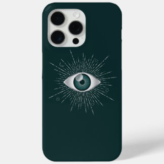 Funda Para iPhone 15 Pro Max Plata y verde Verde azulado Místico Místico Ojo Na
