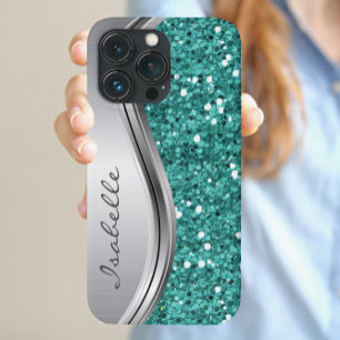Funda Para iPhone 14 De Case-Mate Plateado Brillante Glam Bling Metal Personalizado 