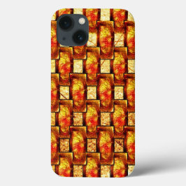 Funda Para iPhone 13 Platos rectangulares naranjas marrones tallados y