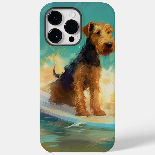 Funda De Case-Mate Para iPhone Playa Airedale Surfing Pintura (Reverso )