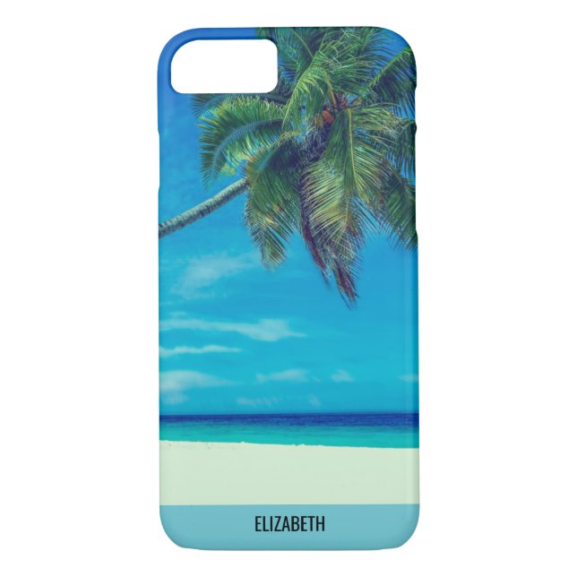 Funda De Case-Mate Para iPhone Playa blanca arenosa con palmeras tropicales (Reverso)