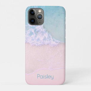 Funda Para iPhone 11 Pro Playa de arena tropical con monograma del mar turq
