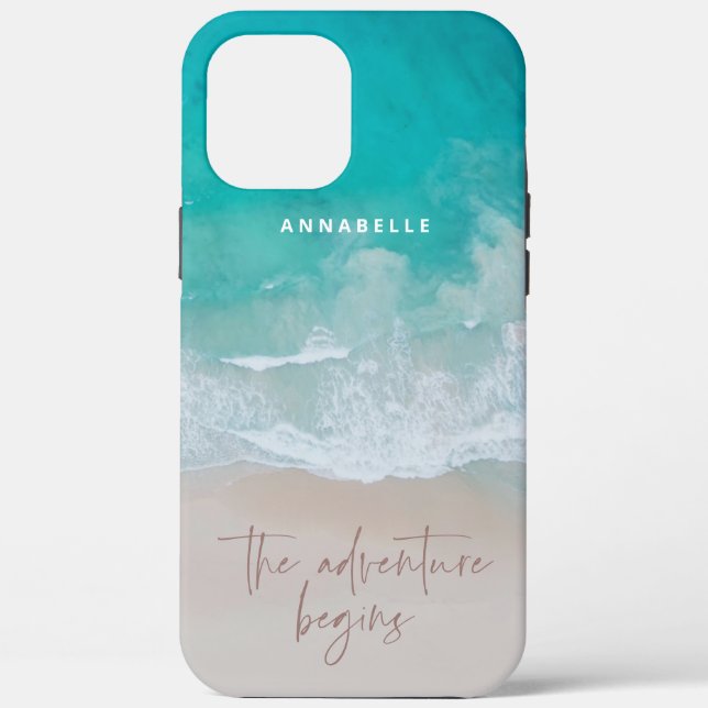 Funda De Case-Mate Para iPhone playa de arena tropical océano la aventura empieza (Reverso )