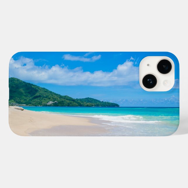 Funda De Case-Mate Para iPhone Playa de Isla Tropical, cielo azul (Reverso  (Horizontal))