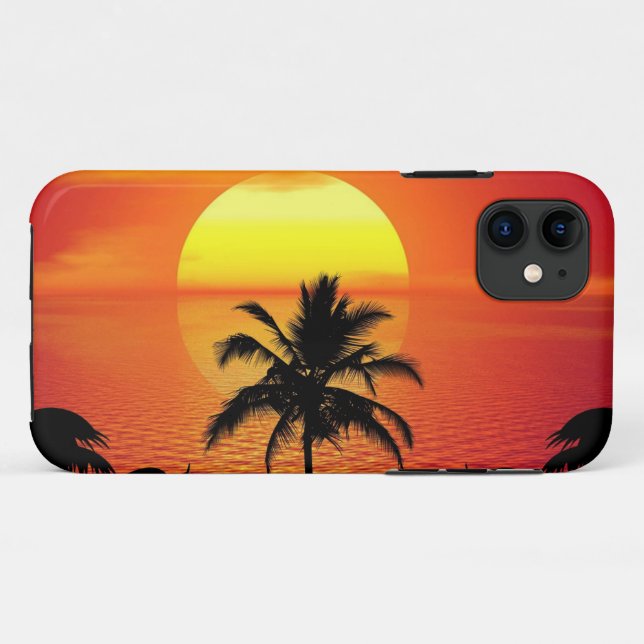 Funda De Case-Mate Para iPhone Playa de Palm Tropical Red Sun (Reverso (horizontal))