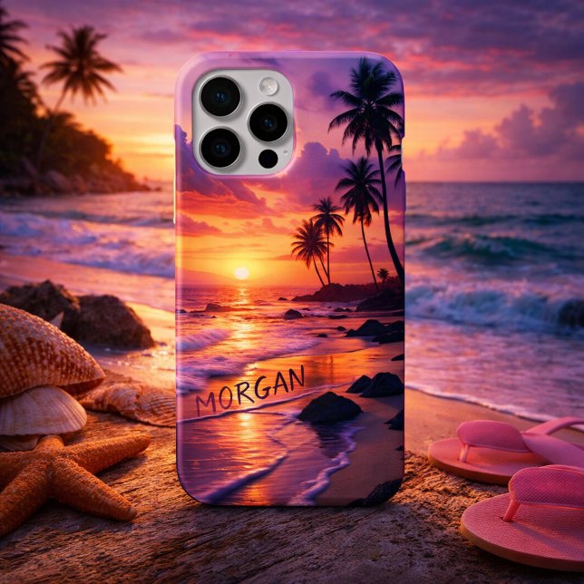 Funda De Case-Mate Para iPhone Playa de puesta de sol tropical personalizada – Co (Subido por el creador)