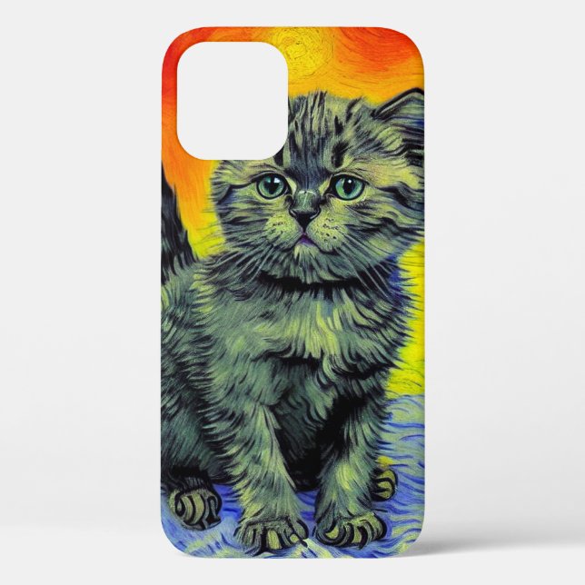 Funda De Case-Mate Para iPhone Playa de Sunset Cat Style Van Gogh (Reverso )