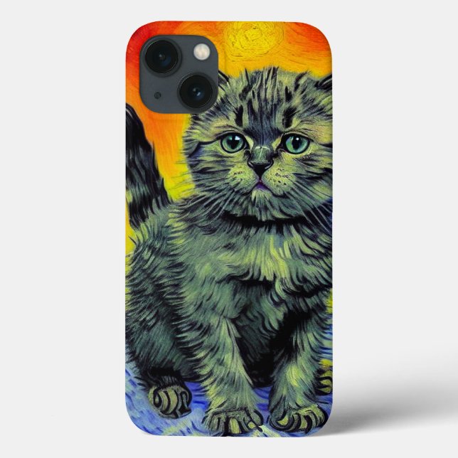 Funda De Case-Mate Para iPhone Playa de Sunset Cat Style Van Gogh (Reverso)