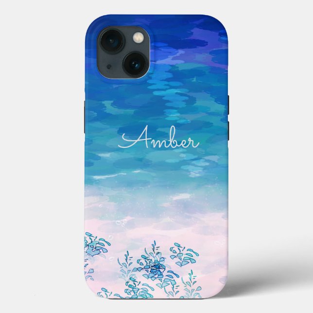 Funda De Case-Mate Para iPhone Playa del Mar Océano Azul Personalizada (Reverso )