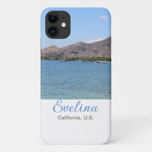 Funda Para iPhone 11 playa del océano viajar agregar nombre lugar ciuda