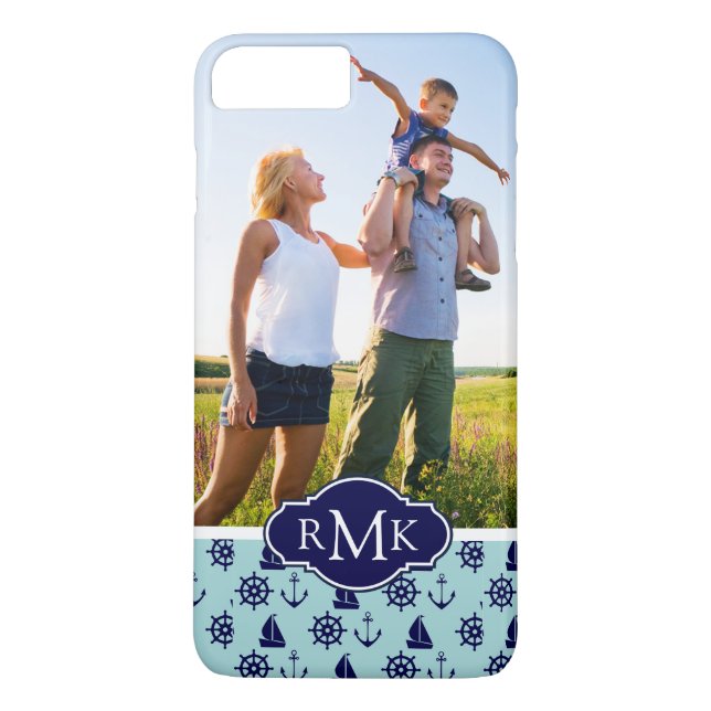 Funda De Case-Mate Para iPhone Playa el Pattern| su foto y monograma (Reverso)