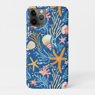 Funda Para iPhone 11 Pro Playa Retro Caracol Naranja Rosa Amarillo Azul