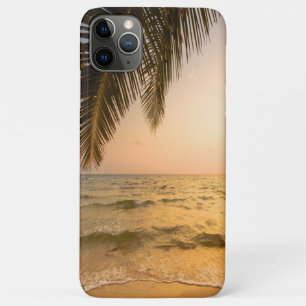 Funda Para iPhone 11 Pro Max Playa tropical adorable, puesta de sol de olas de 