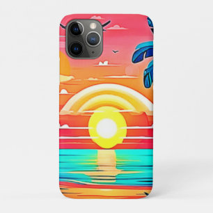 Funda Para iPhone 11 Pro Playa tropical con arcoiris