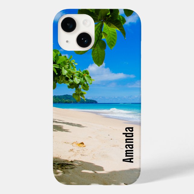 Funda De Case-Mate Para iPhone Playa tropical de arena y surf (Reverso )