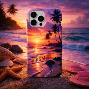 Funda Para iPhone 15 Pro Max Playa Tropical Personalizada Sunset - Costa Dreamy