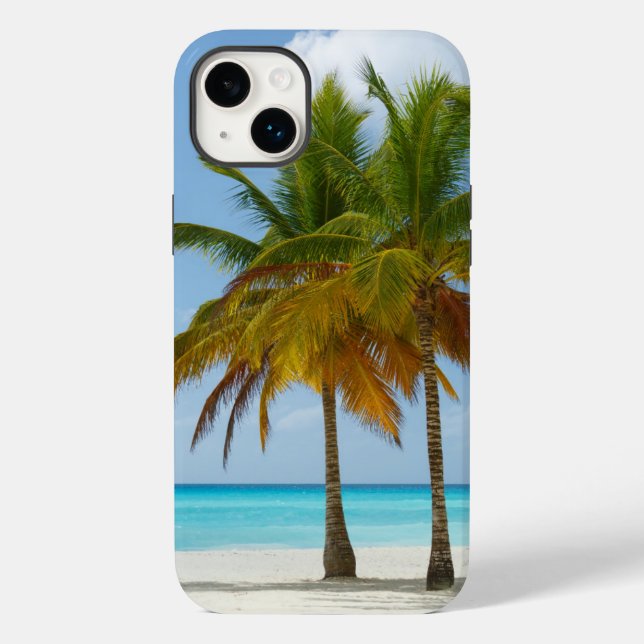 Funda De Case-Mate Para iPhone Playa tropical y palmeras (Reverso )