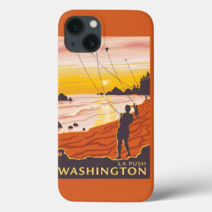 Funda Para iPhone 13 Playa y cometas - empuje del La, Washington