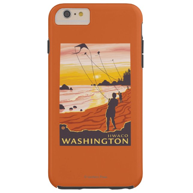 Funda De Case-Mate Para iPhone Playa y cometas - Ilwaco, Washington (Reverso)