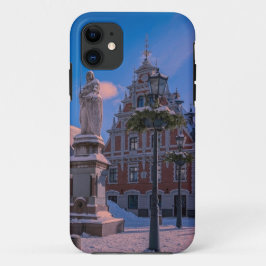 Funda Para iPhone 11 Plaza del ayuntamiento de Riga en invierno