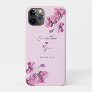 Funda Para iPhone 11 Pro Plum Watercolor Orquídea Boda Keepsake Funda-Mate