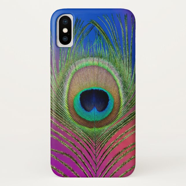 Funda De Case-Mate Para iPhone Pluma de cola de un pavo real (Reverso)