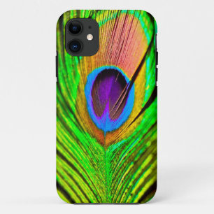 Funda Para iPhone 11 Pluma de Pavo Real Colores Neón