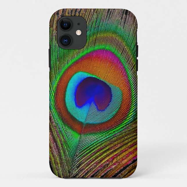Funda De Case-Mate Para iPhone Pluma de pavo real de cobre vibrante (Reverso)