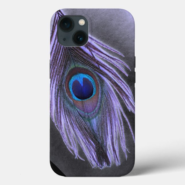 Funda De Case-Mate Para iPhone Pluma de pavo real púrpura (Reverso )