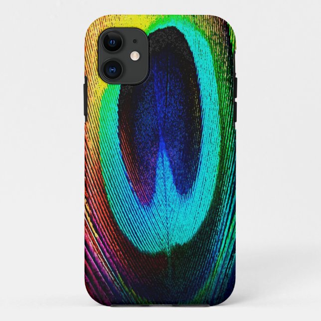 Funda De Case-Mate Para iPhone Pluma de pavo real vibrante (Reverso)
