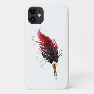 Funda Para iPhone 11 Pluma de plumas rojas con nido de oro