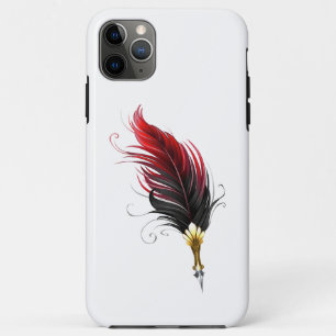 Funda Para iPhone 11 Pro Max Pluma de plumas rojas con nido de oro