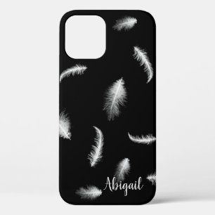 12 Plumas blancas en el estuche para iPhone de Funda 