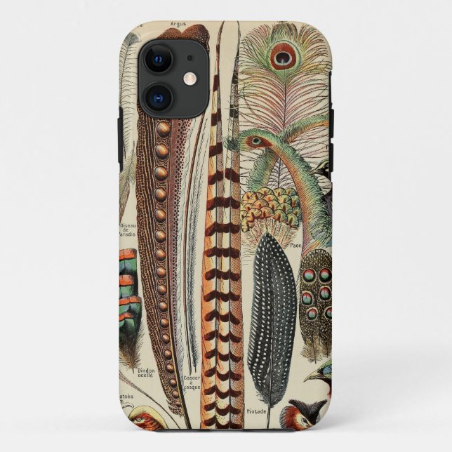 Funda De Case-Mate Para iPhone Plumas de aves silvestres antigüedades (Reverso)