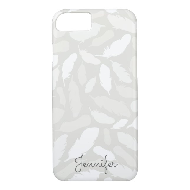 Funda De Case-Mate Para iPhone plumas de fallin románticas en gris personalizado (Reverso)