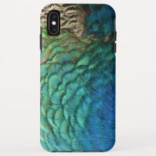 Funda Para iPhone XS Max Plumas de Pavo Real I Diseño de Naturaleza Abstrac
